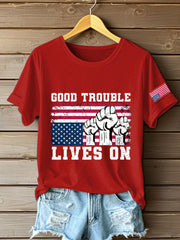 Women's 8647 FDT Good Trouble Lives On Printed T-Shirt
