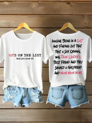 Women's 8647 FDT He's On The List Epstein Printed T-Shirt