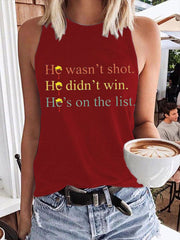 Women's 8647 FDT He's On The List Epstein Printed Vests