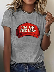 Women's 8647 FDT He's On The List Epstein Printed T-Shirt