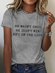 Women's 8647 FDT He's On The List Epstein Printed T-Shirt
