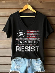 Women's 8647 FDT He's On The List Epstein Printed T-Shirt