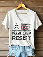 Women's 8647 FDT He's On The List Epstein Printed T-Shirt