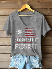 Women's 8647 FDT He's On The List Epstein Printed T-Shirt