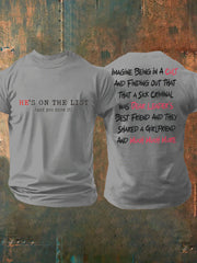 Men's 8647 FDT He's On The List Epstein Printed T-Shirt