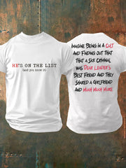 Men's 8647 FDT He's On The List Epstein Printed T-Shirt