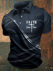 Men's Fear Over Fear Cross Printed Casual Short Sleeve Top