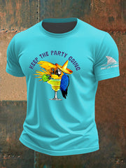 Men's Muscic Lover Parrot Keep The Party Going Printed T-shirt