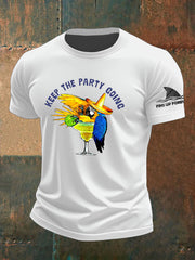 Men's Muscic Lover Parrot Keep The Party Going Printed T-shirt