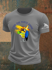 Men's Muscic Lover Parrot Keep The Party Going Printed T-shirt