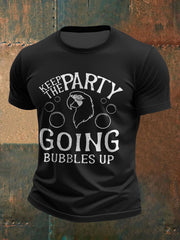 Men's Muscic Lover Parrot Keep The Party Going Printed T-shirt