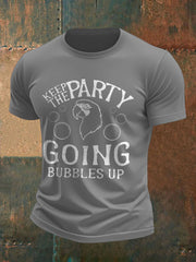 Men's Muscic Lover Parrot Keep The Party Going Printed T-shirt