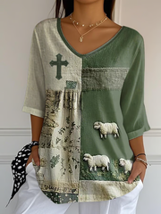Women's Sheep Faith Printed Tops