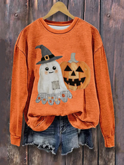 Women's Pumpkin Art Print Sweatshirt