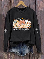Women's With GOD All Things Are Possible Printed Casual Sweatshirt
