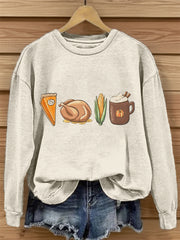 Women's Fall Food Print Sweatshirt