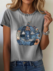 Women's Pumpkin Art Print Casual Sweatshirt