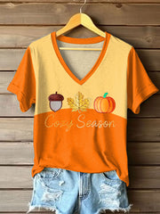 Women's Autumn Festival Pumkin Printed T-shirt