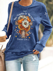 Women's Give Thanks To The Lord Printed Casual Sweatshirt