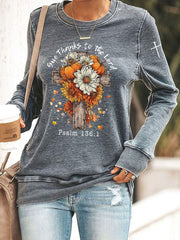 Women's Give Thanks To The Lord Printed Casual Sweatshirt