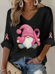 Women's Breast Cancer Awareness Pink Ribbon Print T-Shirt