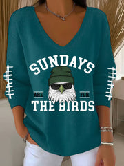 Women's Sundays Are For The Birds Football Fans Lovers Gameday Casual Long-Sleeve Top
