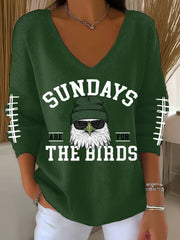 Women's Sundays Are For The Birds Football Fans Lovers Gameday Casual Long-Sleeve Top
