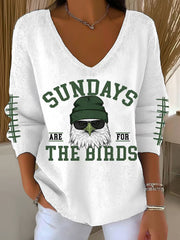 Women's Sundays Are For The Birds Football Fans Lovers Gameday Casual Long-Sleeve Top
