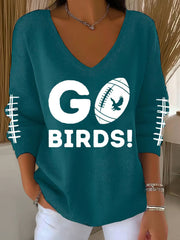 Women's Go Birds Football Fans Lovers Gameday Casual Long-Sleeve Top