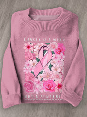 Women's Breast Cancer Awareness Long Sleeve Knit Sweater