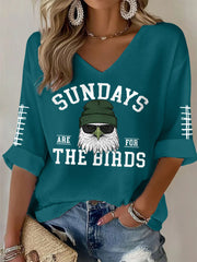 Women's Sundays Are For The Birds Football Fans Lovers Gameday Casual Long-Sleeve Top