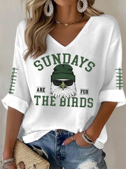 Women's Sundays Are For The Birds Football Fans Lovers Gameday Casual Long-Sleeve Top