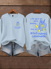 Women's Jesus Lemonade Print Casual Sweatshirt