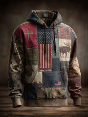 Men's Vintage Elk Drop-Shoulder Hoodie