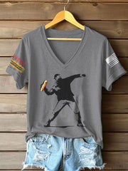 Women's Funny Sandwich Guy Resist 8647 Printed T-shirt