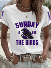 Women's Football Fans Lovers Gameday Casual Short Sleeve T-shirt