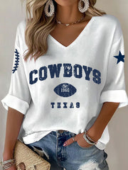 Women's American football V-neck long-sleeved top