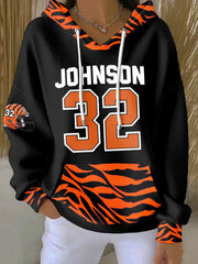 Women's Rudi Johnson Tribute Memorial Football Print Hoodie