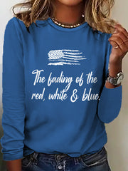 Women's The Fading of the Red White and Blue Printed Casual Long Sleeve Shirt