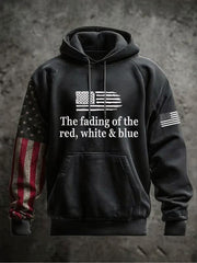 Men's The Fading Of The Red White And Blue Oversized Drop-Shoulder Hoodie with Pockets