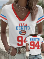 Women's Bunny Football Music Lover Printed T-shirt