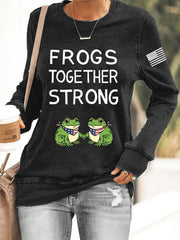 Women's Frogs Together Strong Portland Frog Protestors Anti Fascism Sweatshirt