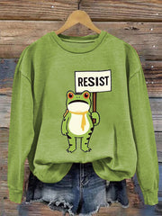 Women's Resist Frog Printed Casual Sweatshirt