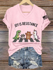 Women's Joy is Resistance: Portland Frog Protestors Anti Fascism V-Neck Tee