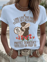 Women's Long live the free state of California, protect democracy, vote yes on Prop 50 California Bear T-shirts