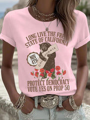 Women's Long live the free state of California, protect democracy, vote yes on Prop 50 California Bear T-shirts