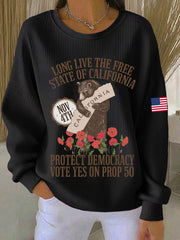 Women's Long live the free state of California, protect democracy, vote yes on Prop 50 California bear sweatshirts
