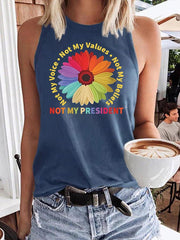 Retro-Weste mit Aufdruck „Nicht mein Präsident, nicht meine Stimme, nicht meine Werte, nicht meine Überzeugungen“ 
