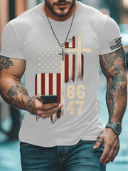 Men's Retro 8647 Print Casual Round Neck T-Shirt