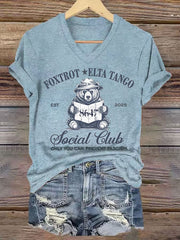 Women's Fashion Flag Print Casual T-shirt